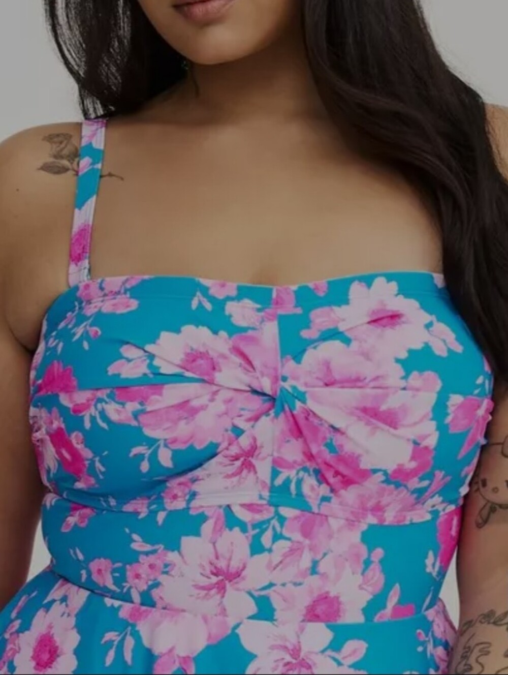 Blue & Pink Floral Fit-and-Flare Swimdress - Picture 2 of 7